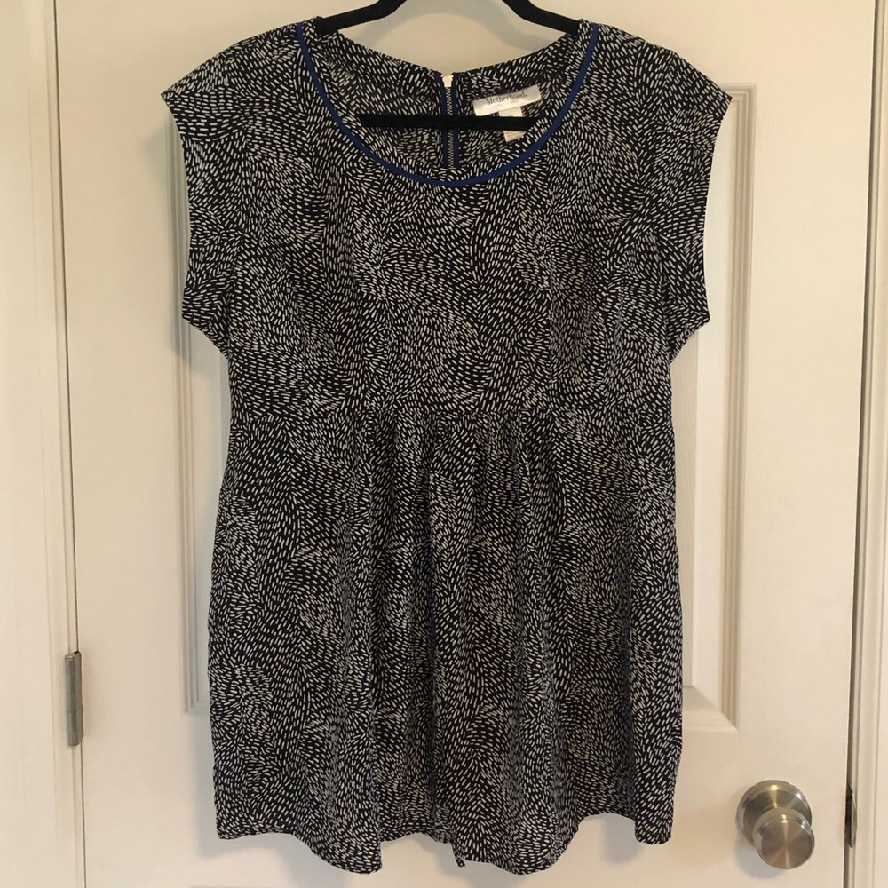 Motherhood Maternity Black & White Short Sleeve Blouse